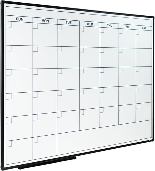 Lockways Dry Erase Calendar Whiteboard, Magnetic White Board Calendar Monthly 48 X 36 Inch, Ultra-Slim Black Aluminium Frame