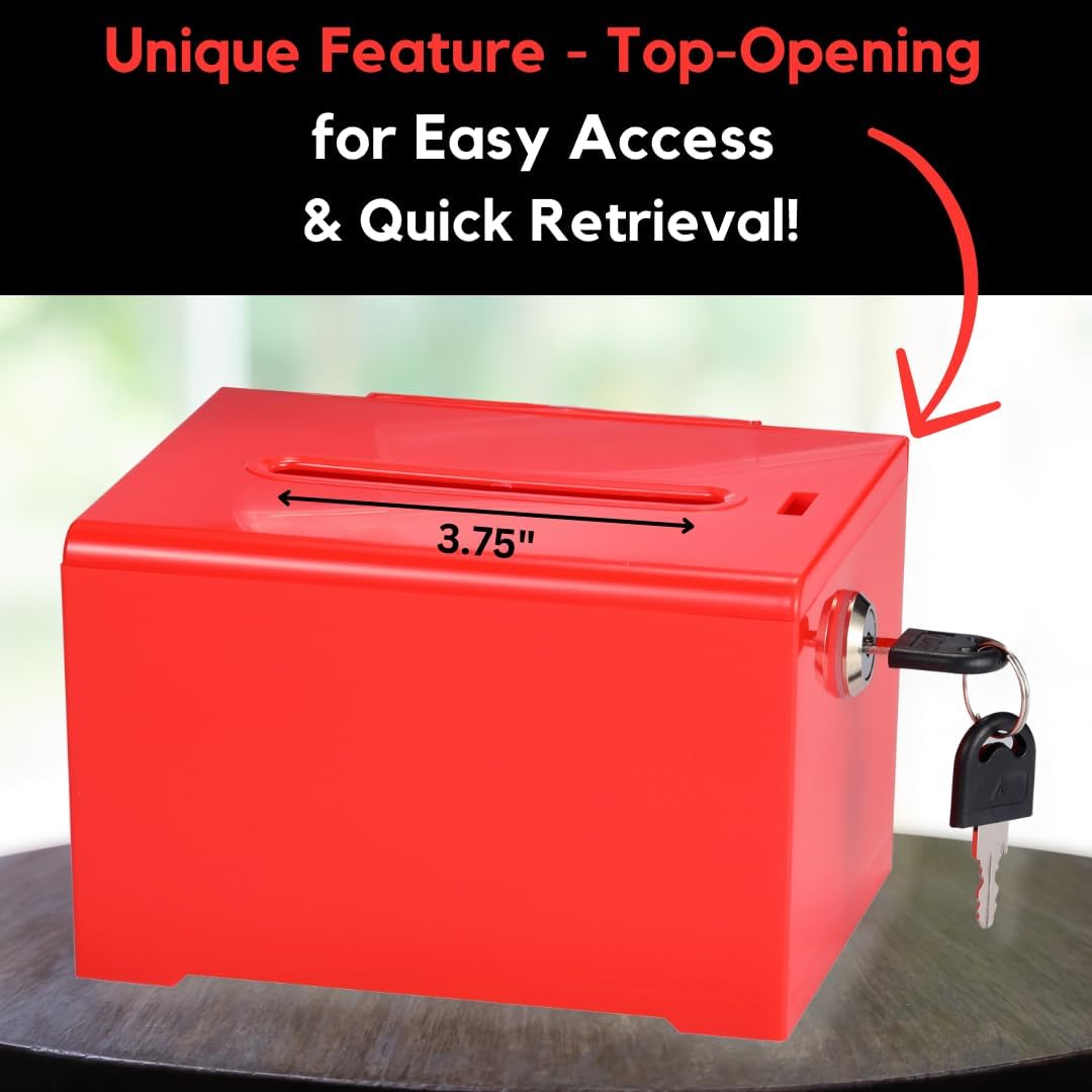 Adir Suggestion Box with Slot and Lock – Acrylic Donation Box for Fundraising, Drawing Box for Raffle, Funraiser Box, Tip Box with Lock - 6.25x4.5x 4 Inches voting box with slot and Sign Holder