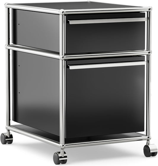 Steel Mobile File Cabinet for Office & Home with 360° Silent Wheels, Smooth Drawer Slides, Large Capacity, Waterproof and Rust-Proof, Stylish & Durable Storage Cabinet (2 Drawer, Black)