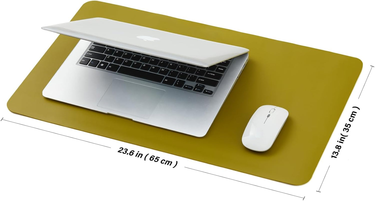 Leather Desk Mat - Small Non-Slip PU Desk Pad for Office and Home - Desk Organization and Accessories - Ideal for Large Mouse Pad and Small Desk Mats on Top of Desks (Olive Green,23.6"x 13.8")