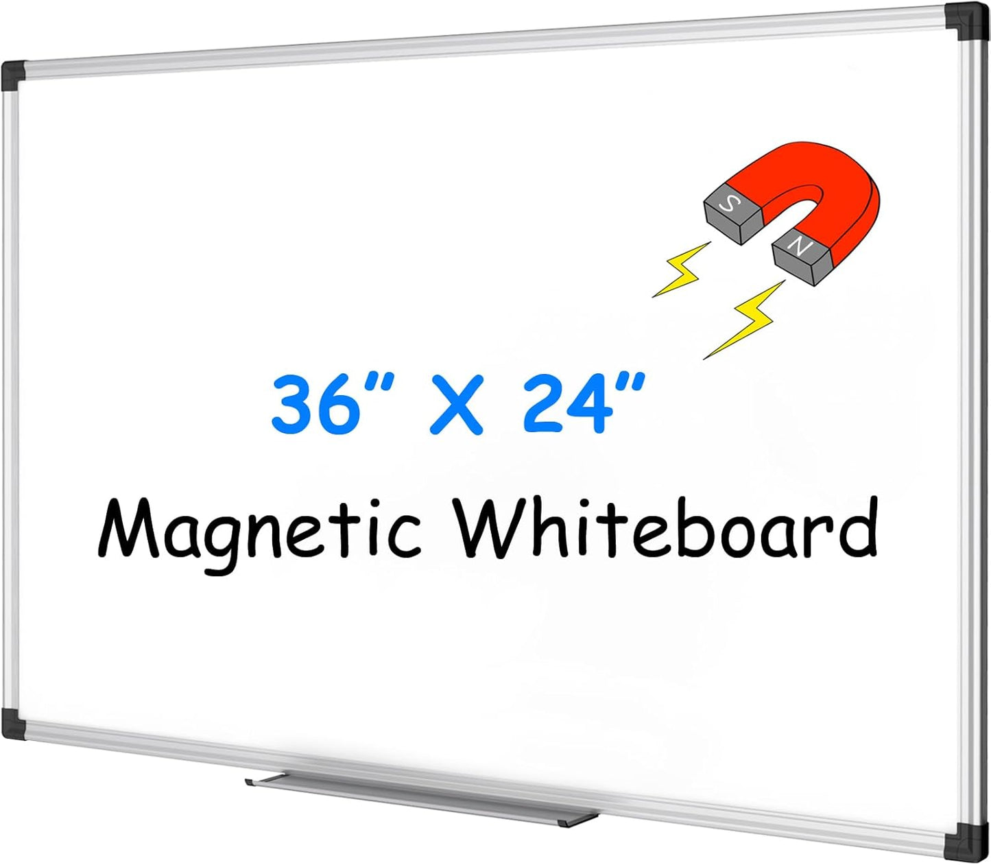 XBoard Magnetic Whiteboard 36 x 24 Inch, Hanging Dry Erase Board with Aluminium Frame & Marker Tray 3' x 2' | Wall Mounted Magnetic White Board for Home School Office