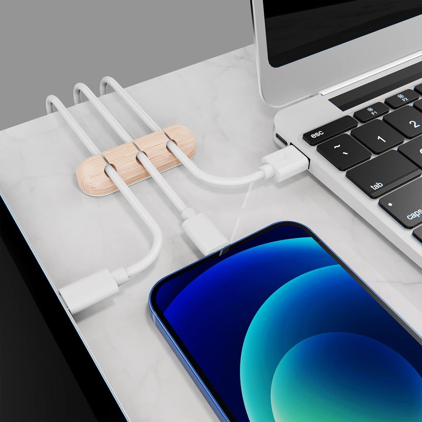 SOULWIT Cable Holder Clips, 3-Pack Cable Management Cord Organizer Clips Silicone Self Adhesive for Desktop USB Charging Cable Nightstand Power Cord Mouse Cable Wire PC Office Home