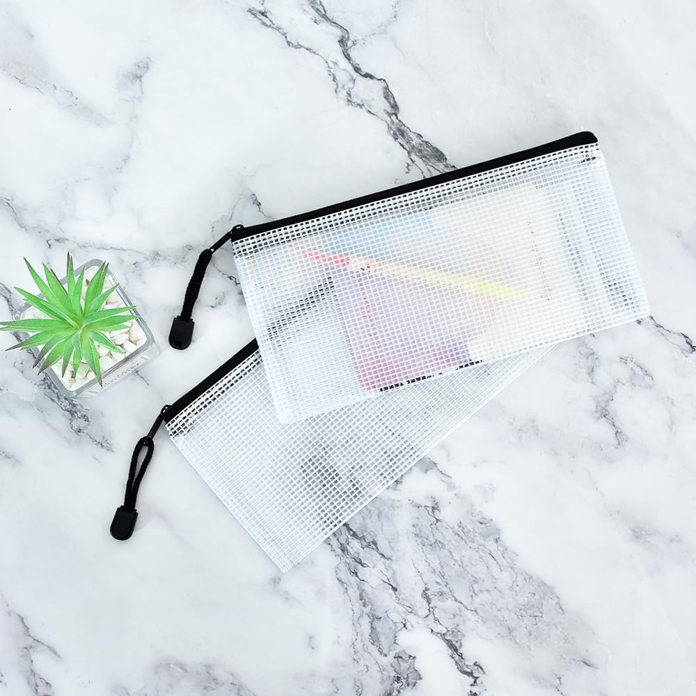 Vuzvuv 30pcs 9.1"x 4.5" Mesh Zipper Pouch Zipper Bags, Zipper Case Pouch Bulk, Mesh Bag for File, Makeup, Board Game Office Home Travel Storage