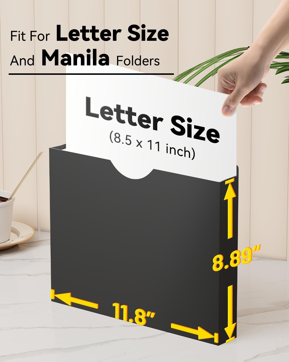 ANSOOK 1 Inch Plastic File Jackets, Manila File Folders Letter Size, Heavy Duty Expanding File Folders, Expansion Pocket, Reinforced Straight Cut Tab, 12 Pack, Black Folders for Office School Home