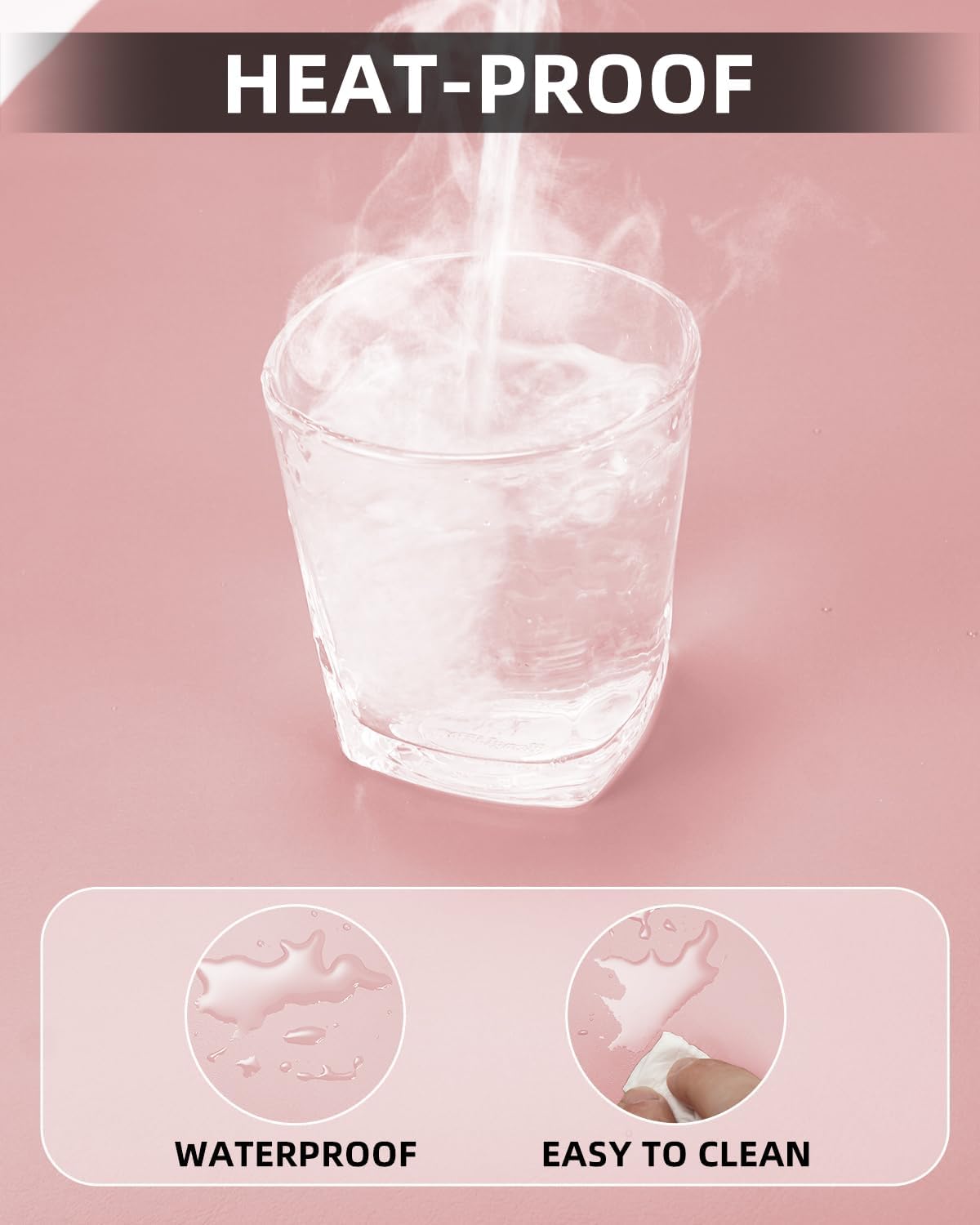 Leather Desk Protector, Non-Slip PU Laptop Mat for Office/Home - Waterproof Writing Pad (31.5"x15.7", Rose Pink)