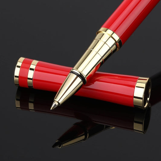 cheericome Luxury Rollerball Pen - Professional Pen, Executive Pen, Journal Pen, Perfect for Silky Smooth Writing, with Gift Box, Nice Pen for Men and Women, 2 Extra Premium Black Refills - Red