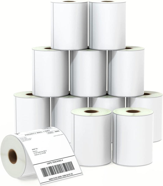 BETCKEY - 4" x 6" (102 mm x 152 mm) Shipping Labels Compatible with Zebra & Rollo Label Printer(not for dymo 4XL), Premium Adhesive & Perforated [12 Rolls, 3000 Labels]