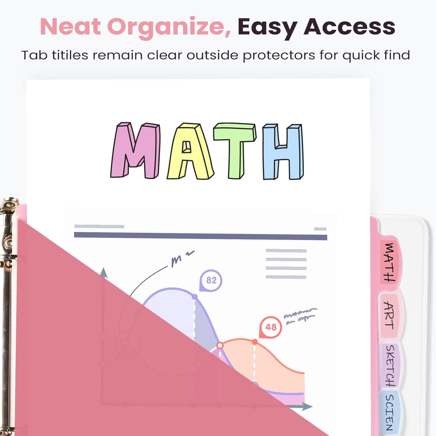 Sooez 8 Count Dividers with 2 Pockets, 8 Tabs Binder Dividers for 3 Ring Binders, Binder Dividers with tabs, Binder Divider with Pockets for US Letter Size, Insertable Big Tabs, Pastels, 1 Set