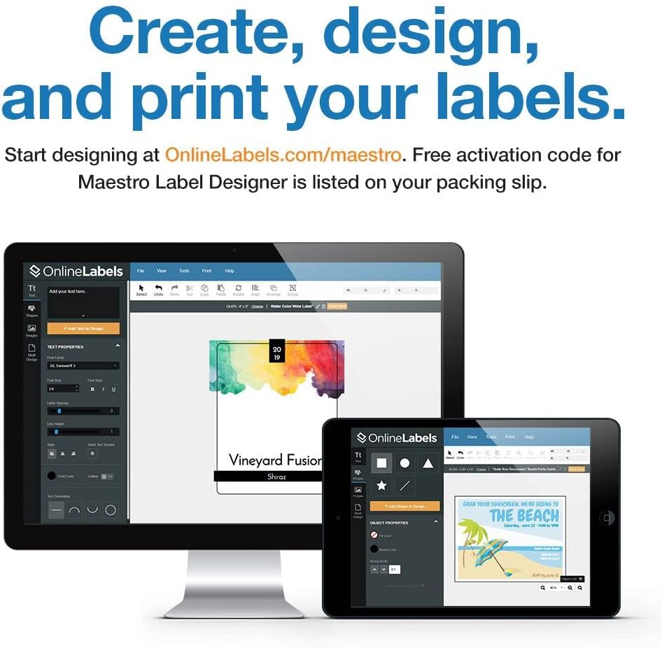 4 x 2 Rectangle Mailing Labels - Permanent, White Matte - Address, Shipping, Gift - Pack of 100 Labels, 10 Sheets - Inkjet/Laser Printers