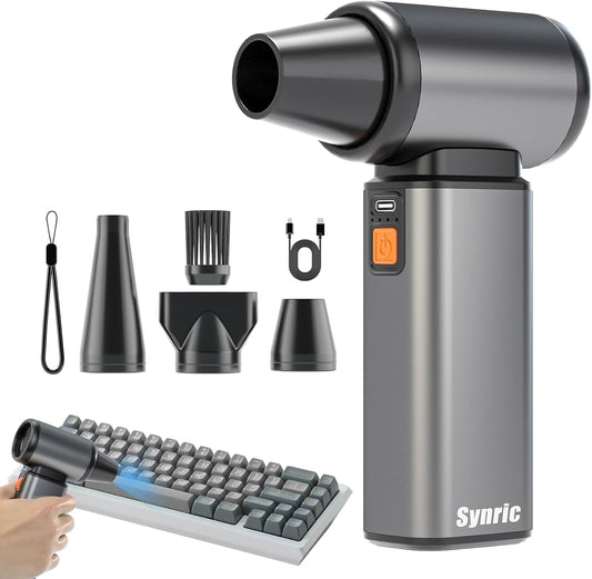 Compressed Air Duster, Stepless Speed Electric Air Duster, Metal Shell Air Blower with Brushless Motor, 120000 RPM Keyboard Cleaner Replaces Canned Air for Outdoors, Car, Home Cleaning