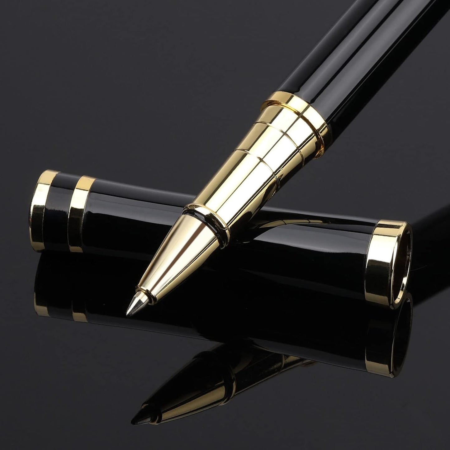 cheericome Luxury Ballpoint Pen - Professional & Executive, Perfect for Silky Smooth Writing, with Gift Box, Nice Pen for Men and Women, 2 Extra 0.5mm Black Refills - Black