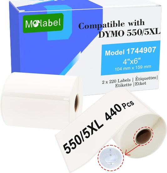 Replacement for Shipping Labels 4"x6" Direct Thermal Printer Labels 4XL 5XL 1744907 Lables for Dymo Roll,Zebra,Address Internet Postage Thermal Labels[2 Rolls,440 Labels]