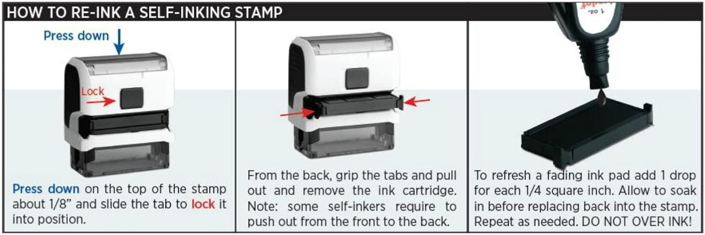 Infusion Self-Inking Custom Rubber Stamp (Personal or Business Use) - Choose from 16 Colors (1-5/8" x 1-5/8")