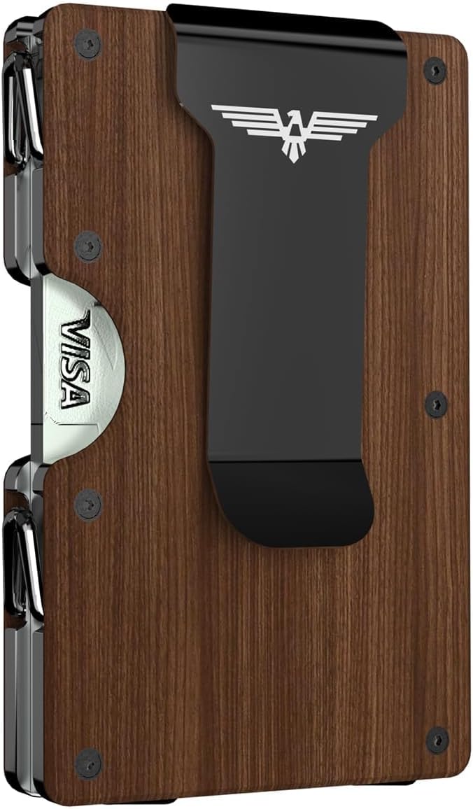 Minimalist Wallet for Men, Metal Wallet with Money Clip, Slim Compact Wallet, RFID Blocking Card Holder, Metal Aluminum Credit Card Holder, Holds up to 20 Cards