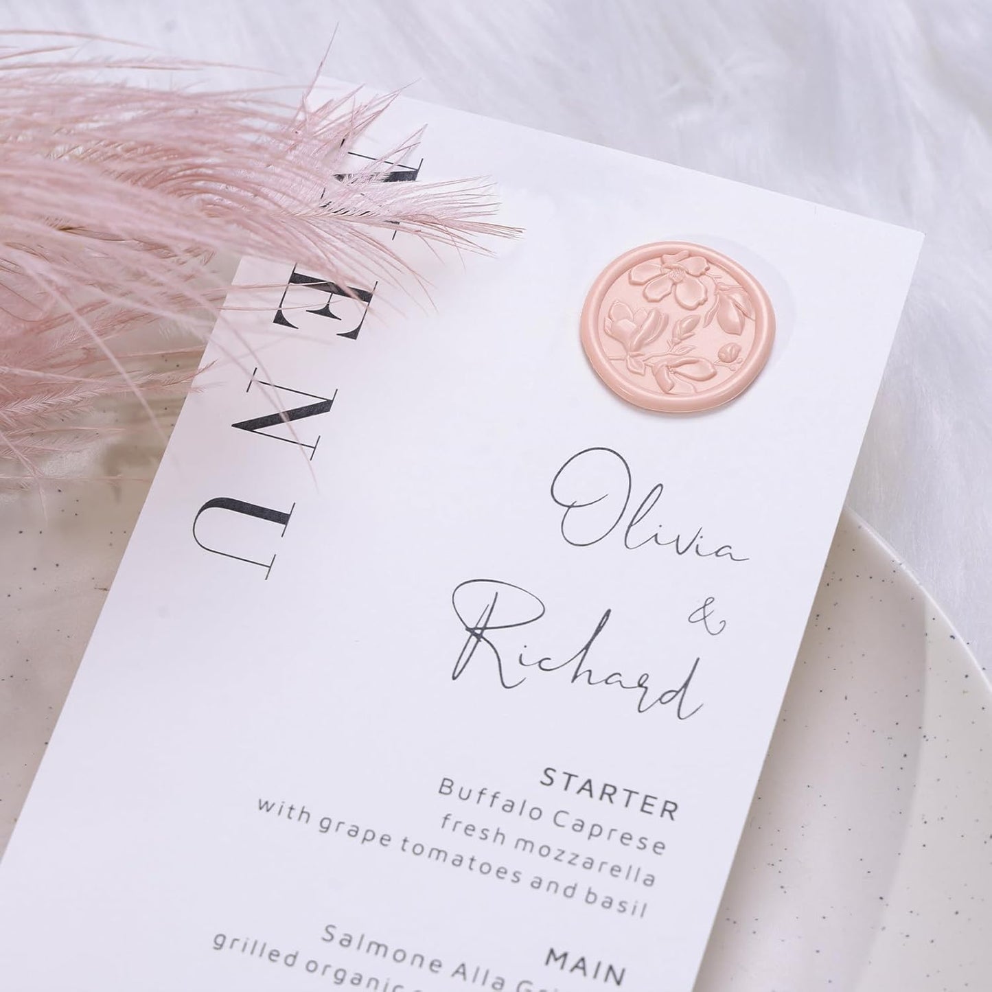 UNIQOOO Wax Seal Stickers - 3D Magnolia Wedding Invitation Envelope Botanical Seal Stickers, 50 Pcs Self- Adhesive Blush Pink Stickers, Perfect for Invitation, Christmas, Gift Wrapping, Party