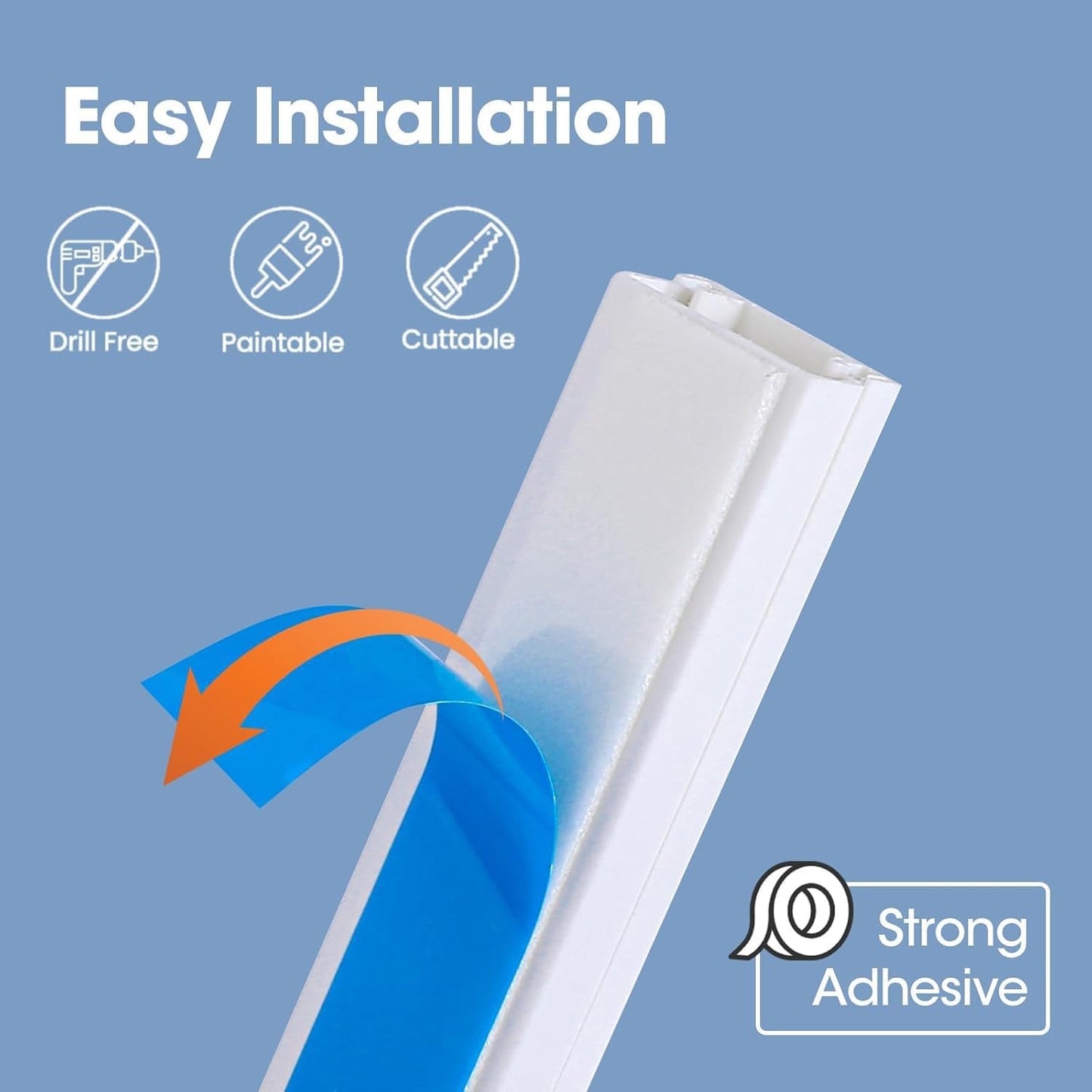 630in Cord Hider Kit, Paintable Cable Raceway, Cord Covers for Wires on Wall, Cord Hider for Wall Mount tv, tv Cable Hider Wall kit, Wire Covers for Cords, 40X L15.7in X W0.96in X H0.57in, White