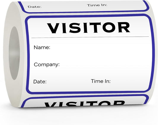 Visitor Pass Stickers – 300 Writable Name Tag Labels, 2 x 3 Inch, Self-Adhesive Identification Badges for Office, School, Events (300Pcs-White)