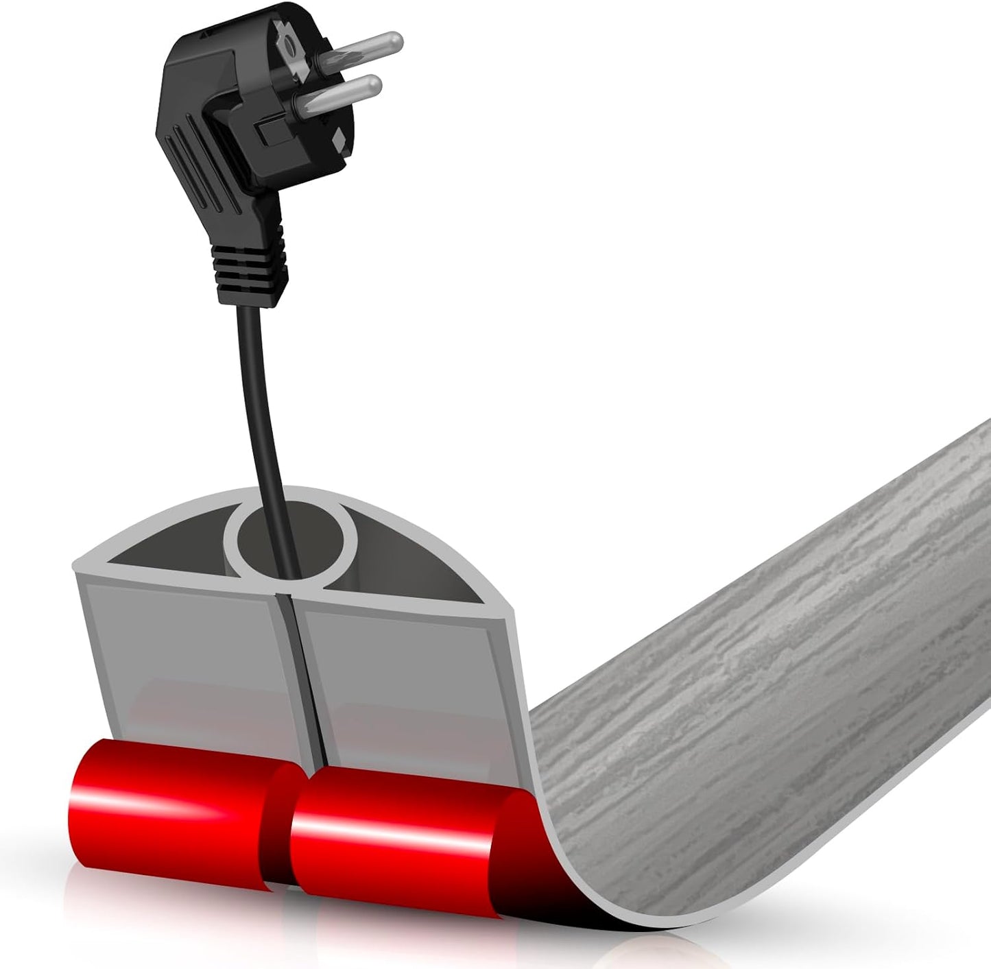 Floor Cord Cover Self Adhesive Cord Hider,3.3FT Cable Management, Extension Strip Protector for Wires, Prevent Cable Trips for Offices, Gyms, Exhibitions Cavity:0.3"(W) x 0.28"(H) Gray Wood