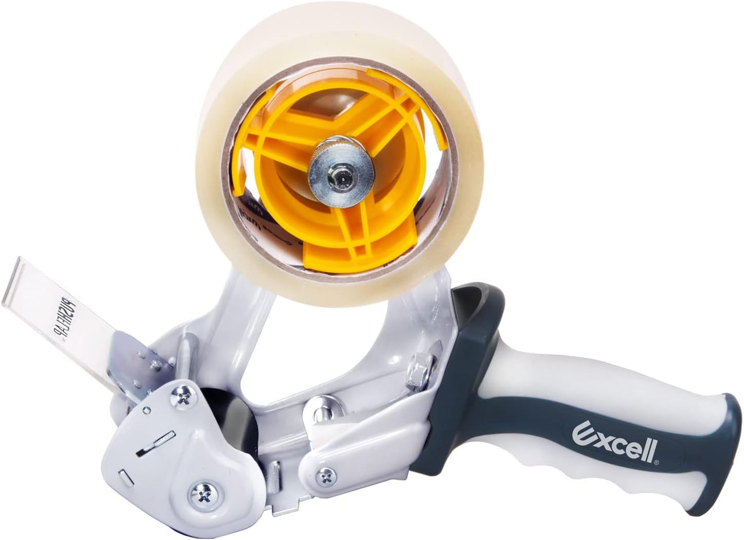 Excell Anti-Backflow Metal Packaging Tape Dispenser (2" Wide) with 2 Roll Tapes: Ideal for Packaging, Transportation, Moving, and Box Sealing. Includes Tape Gun and Two Tapes