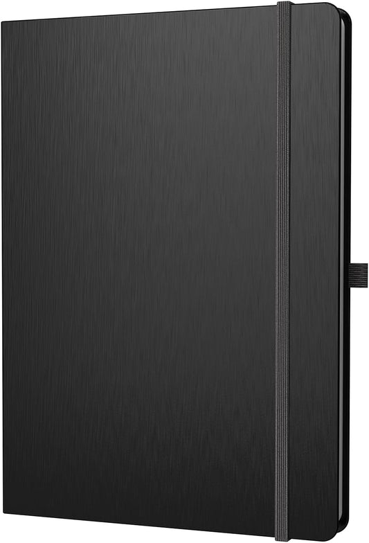 A4 Lined Journal Notebook, 8mm Ruled Notepad, Journaling for Writing, Work, School, Travel and Note Taking, Hardcover 160 Pages (80 Sheets) 8.27 x 11.6 inches (Black)