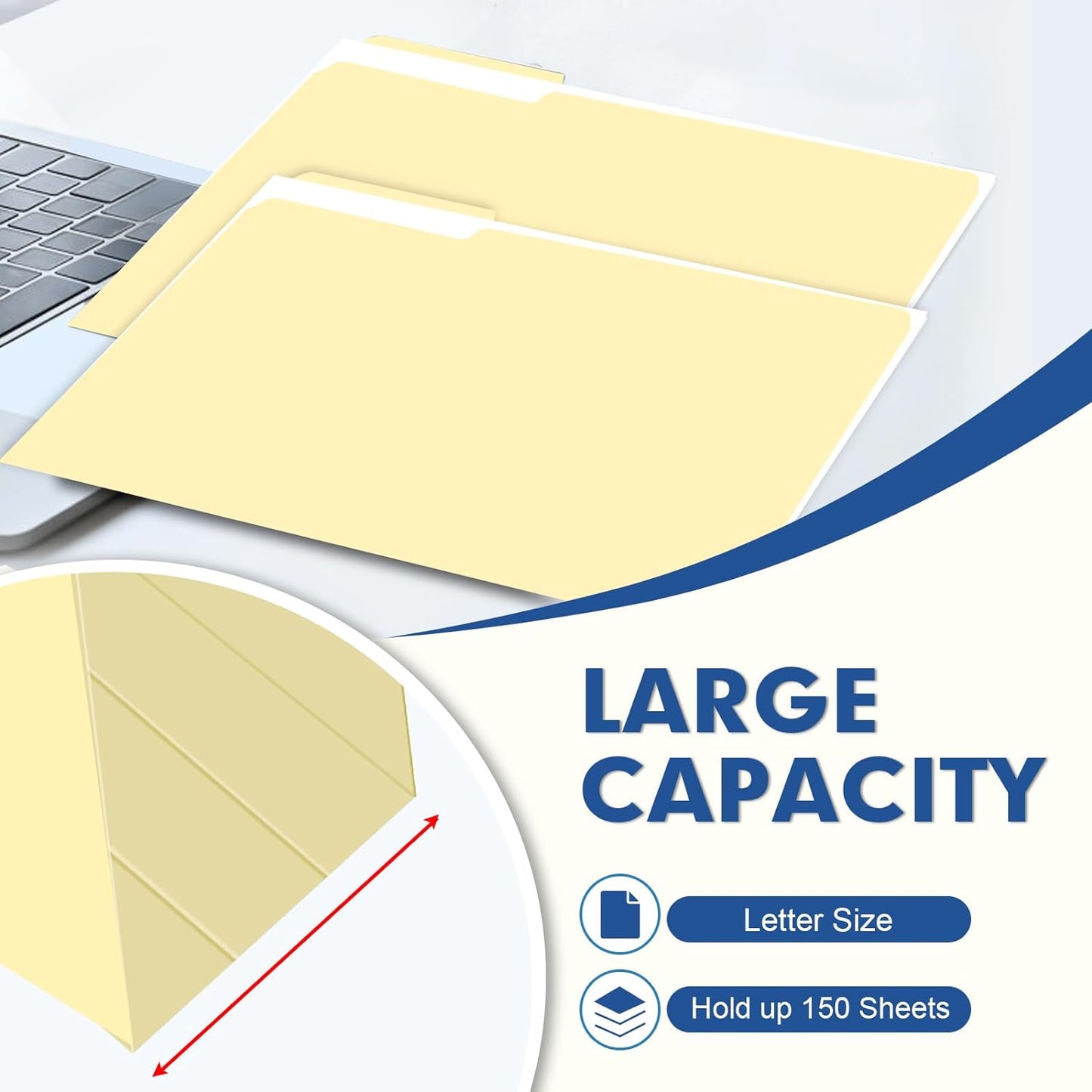 File Folder, PANDRI 220 Pack File Folder, 1/3 Cut Tab, Letter Size, Filing Folder for Office School Business, Manila