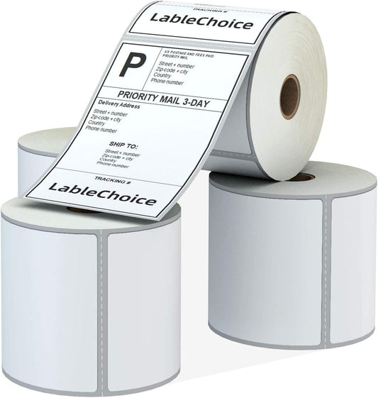 4 Rolls 450 Labels 4x6 3-Proof Direct Thermal Shipping Labels Used with Zebra 2844 ZP450 ZP505 ZP500 GK420D GX420 Rollo MUNBYN, LabelChoice 1" Core Permanent Adhesive Sticker Label Made for FedEx UPS