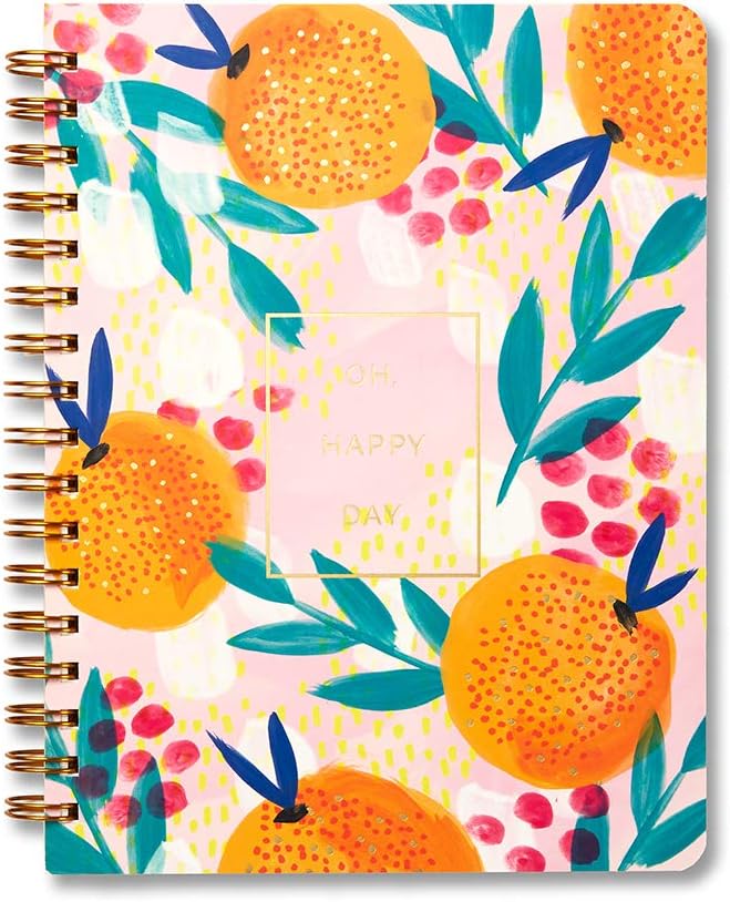 Compendium Spiral Notebook - Oh, Happy Day — A Designer Spiral Notebook with 192 Lined Pages, College Ruled, 7.5”W x 9.25”H