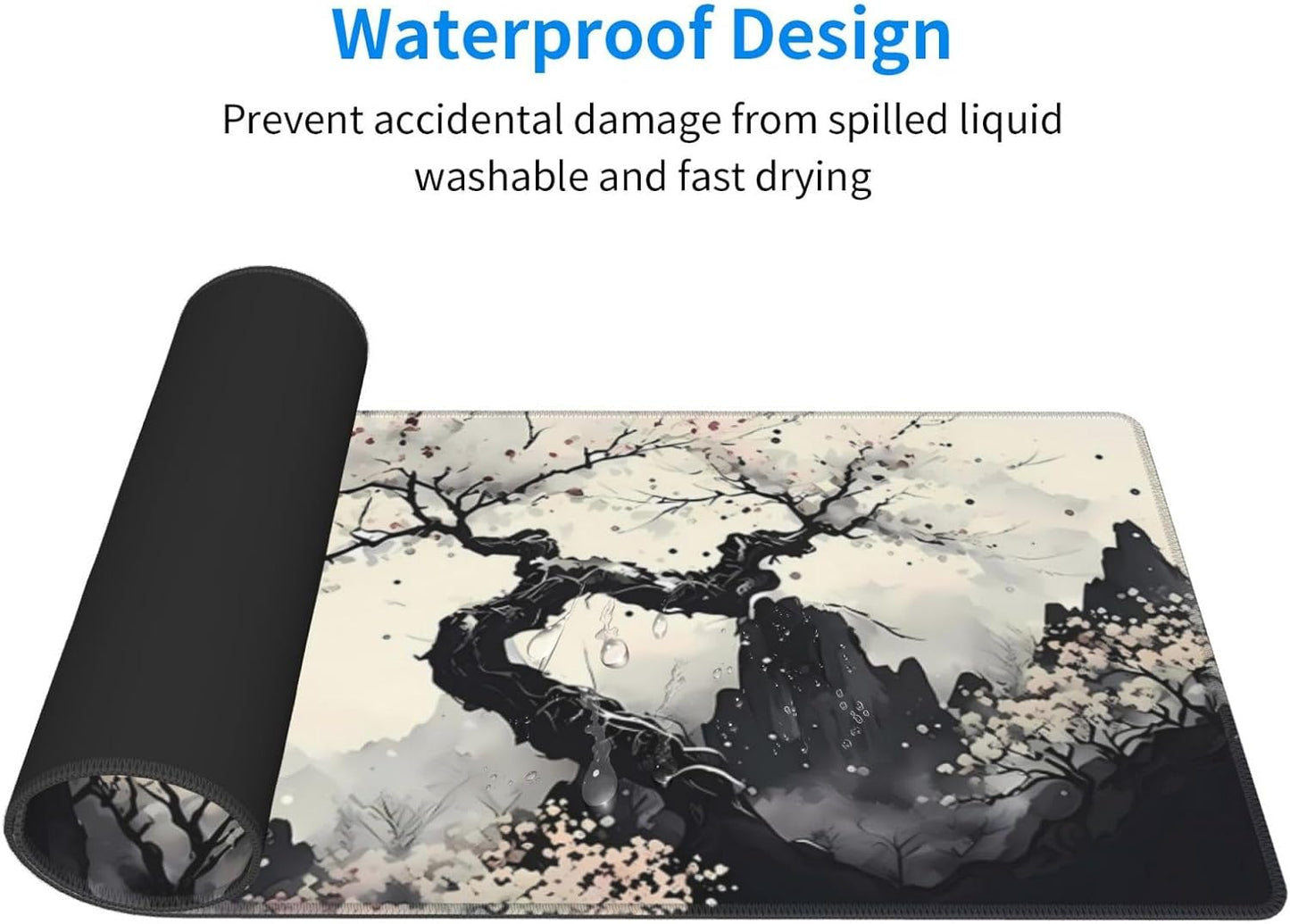 Extended Gaming Mouse Pad, Large Gaming Mouse Waterproof with Stitched Edges, Non-Slip Desktop Pad for Home and Office, Level Up Your 31.5x11.8 Inch… (wash Painting)