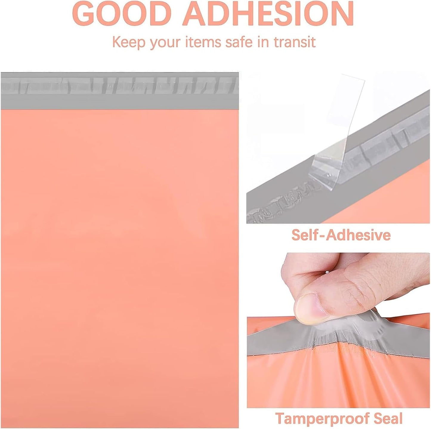 Metronic Poly Mailers 12x15.5 100 Pack, Medium Size Shipping Bags for Clothing, Strong Self-Seal Mailers Poly Bags Shipping Envelopes, Thick Mailing Bags Package Bags for Small Business, Peach Pink