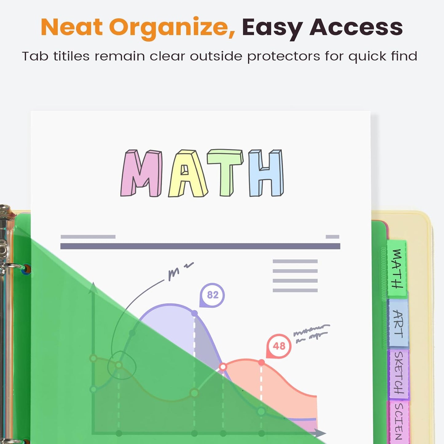 Sooez 96 Count Dividers with Pockets, 8 Tabs Binder Dividers for 3 Ring Binders, Binder Dividers with tabs, Binder Divider with Pockets for US Letter Size, Insertable Big Tabs, Multicolor, 12 Sets