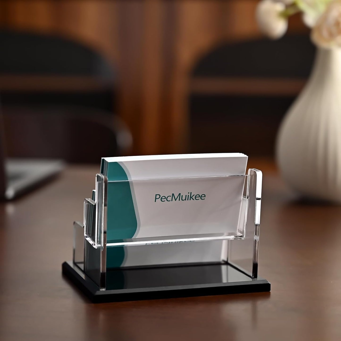 PecMuikee Business Card Holder for Desk，Acrylic Business Card Display Stand,Multiple Business Card Holders for Office, Exhibition, Home, Restaurant (ZFZ-MPH-2C)