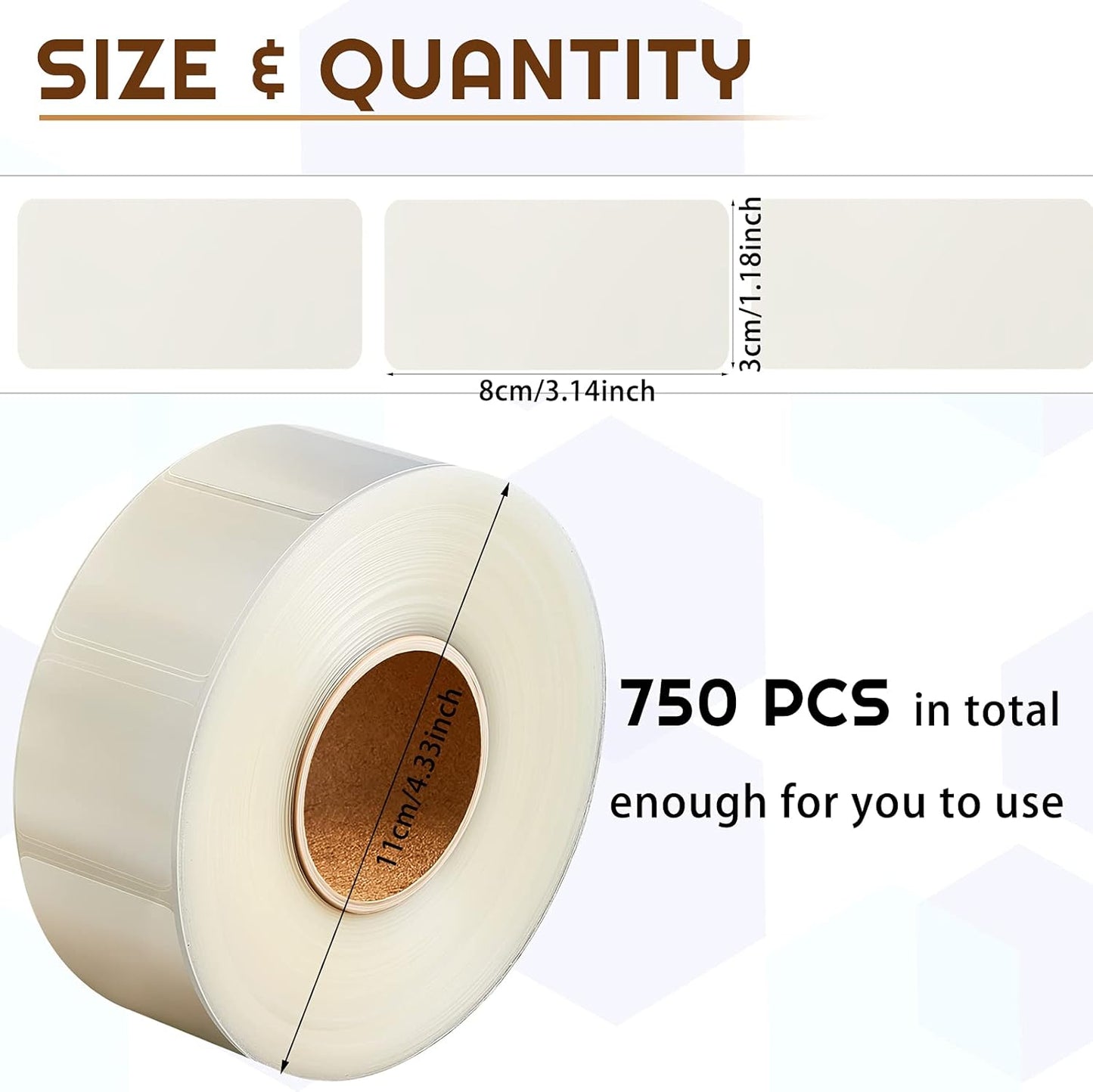 Zonon 750 Pcs Clear Labels Label Protector Clear Stickers Wafer Seals Waterproof Labels for Protecting Barcodes, Numbers and Stickers (3.15x1.18 Inch,Rectangle)