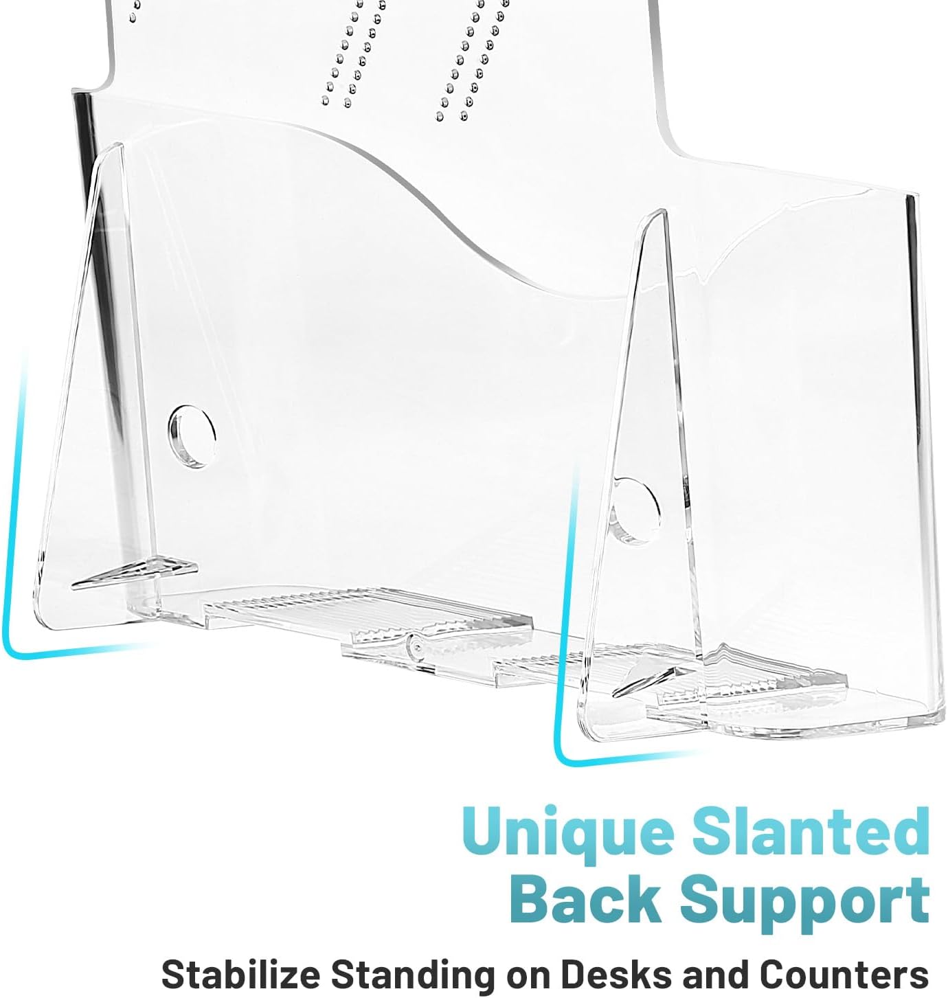 Acrylic Brochure Holder 8.5 x 5.5 Inches, 4-Pack Clear Plastic Display Stand for Half-Fold Flyers, Pamphlets, Menus, Trifold Literature, Wall Mount or Countertop Use