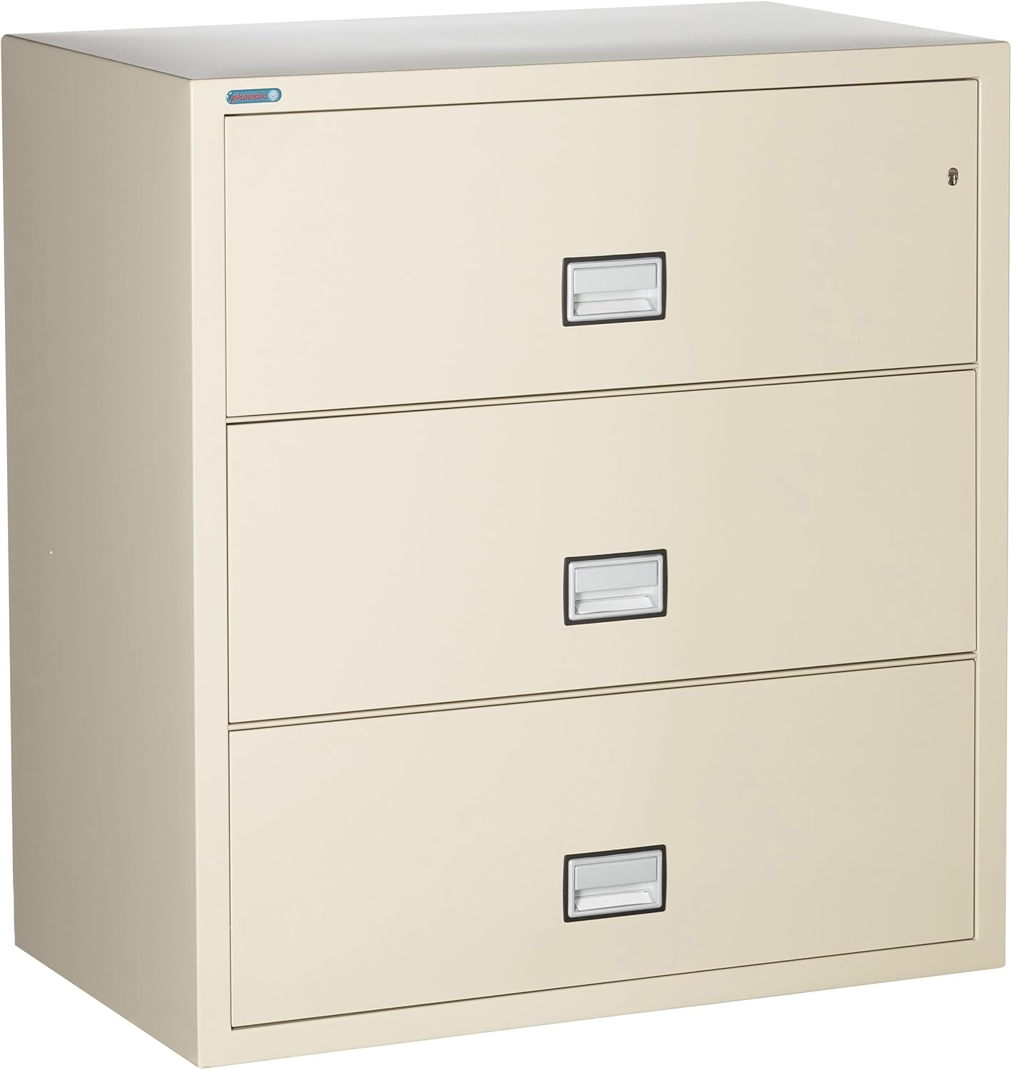 38 inch Wide 3-Drawer Lateral Fireproof File Cabinet – Legal and Letter Size Filing – Key Lock – Water Resistant – Fire Safe and Impact Rated – Putty Finish – Model LAT3W38P