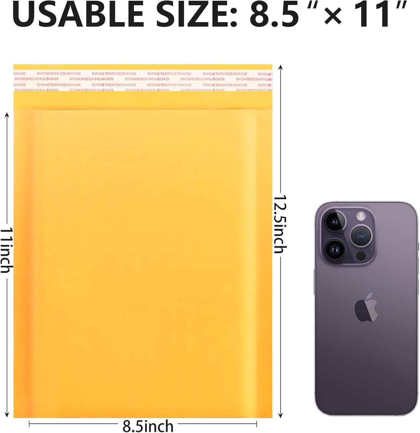 Kraft Bubble Mailers 8.5x11inch 50Pack Yellow Self-Seal Padded Envelopes Bubble Opaque Padded Mailers Shipping Bags for Small Businesses to Package and Mail Jewelry Cosmetics, Electronic Products