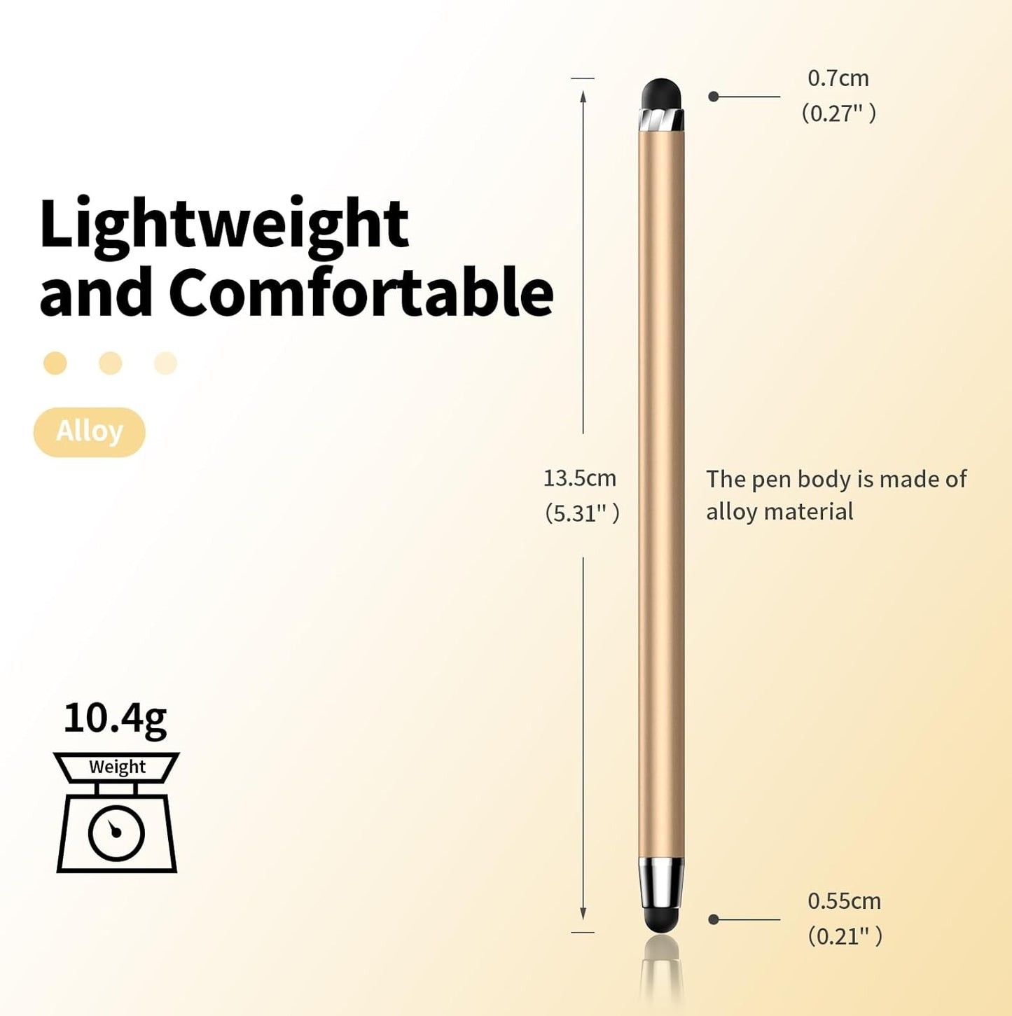 10 PCS Stylus,Stylus Pen for Touchscreen,Stylus 2-in-1 High Sensitivity & Precision Suitable for Touch Screens of iPhone/ipad/Android Tablets(10 Stylus Pen Gold/Black + 20 Tips)