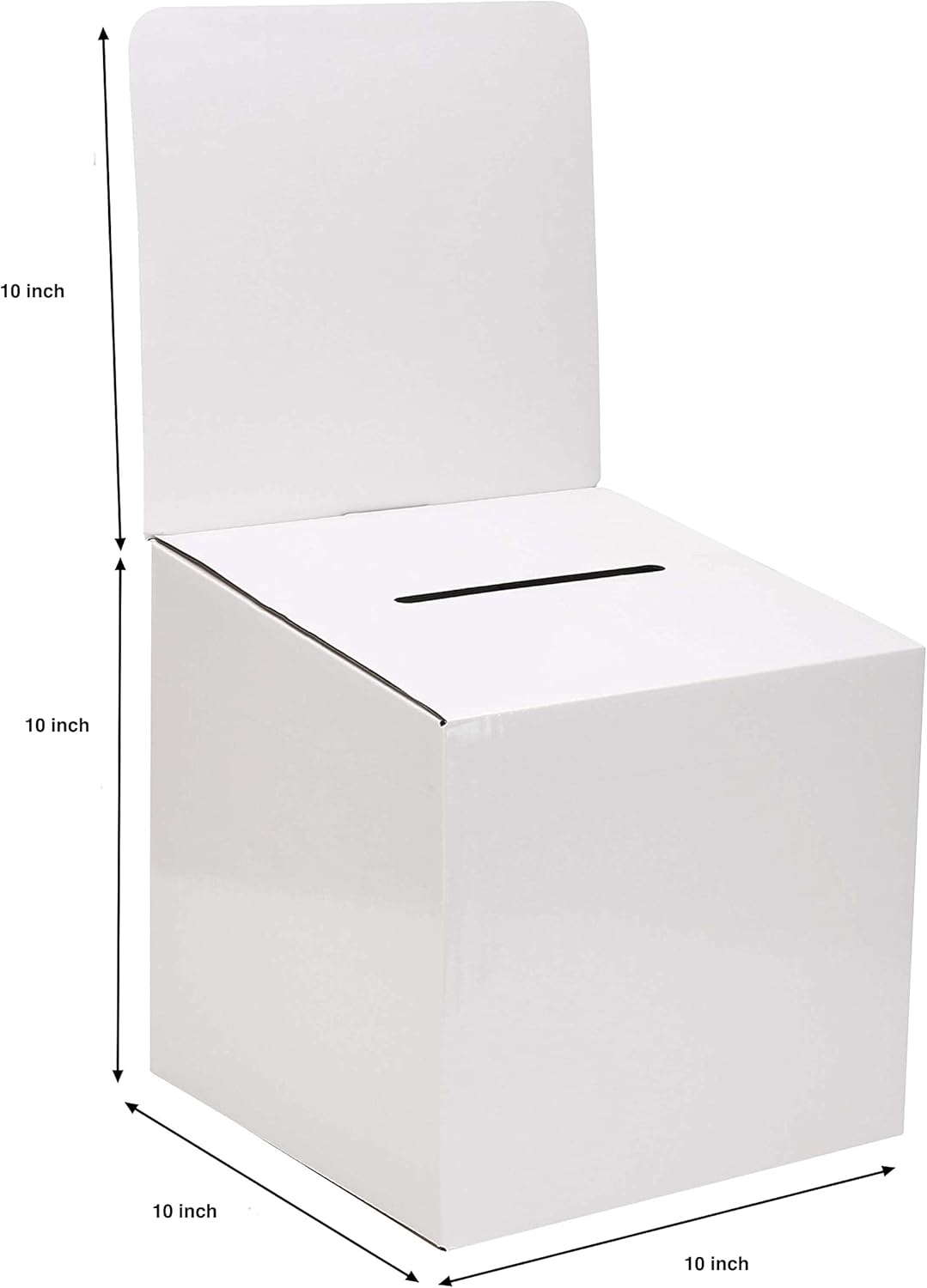 Donation Collection Ballot Box Reusable thick Raffle Ticket Charity Cardboard with wide Slot comment Suggestion Box With Removable Header 10.5H x 10.5W x 10D, Display area 11Hx 10.5W(5 Pack) White