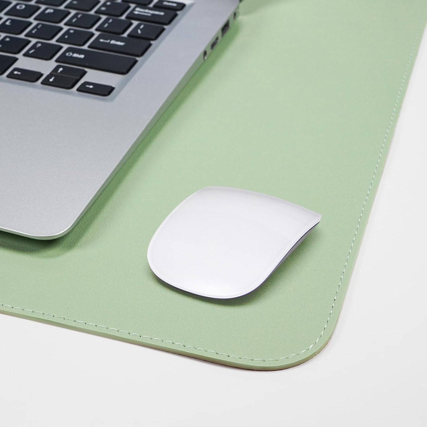 Leather Desk pad Protector, Large Desk mat with Natural Cork & PU Leather,Mouse pad,Non-Slip Office Desk Mat,Waterproof Desk Writing Pad for Office and Home (35in*17in, Light Green)