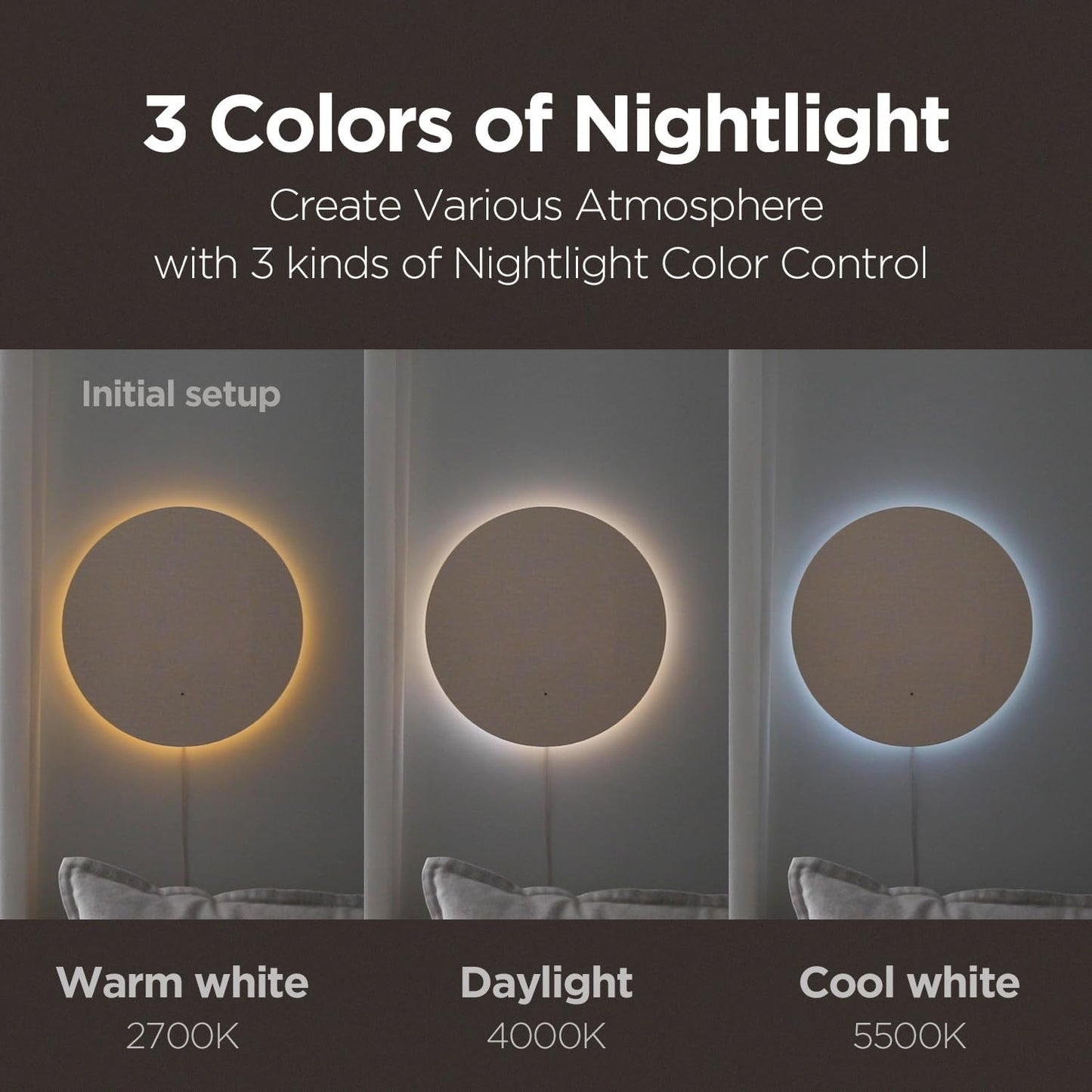 mooas Full Moon LED Silent Wooden Digital Wall Clock with Remote Control, Backlight Nightlight Digital Wood Wall Clock, Sunrise Alarm Melody, 5 Level Brightness Modern Decorative Office Livingroom