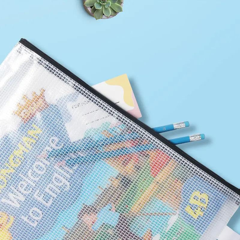 Mesh Pouch Bag,A4 Zipper Bag for Organizing Storage, Waterproof Zipper Pouch, 9" x 12"/24cm x 33cm, File Bag for School and Office Supplies (Black)