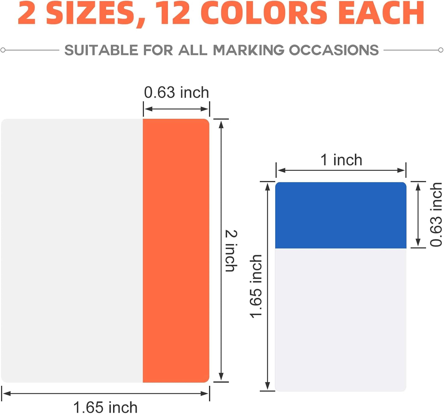 KICNIC Sticky Tabs 480 Pcs, Adhesive Book Tabs, Removable Page Markers, 1 Inch, 2 Inch Annotation Tabs, Labels for Books, Notebooks, Files, Binders, Bible,Flags for Office and School Use(10 Colors)