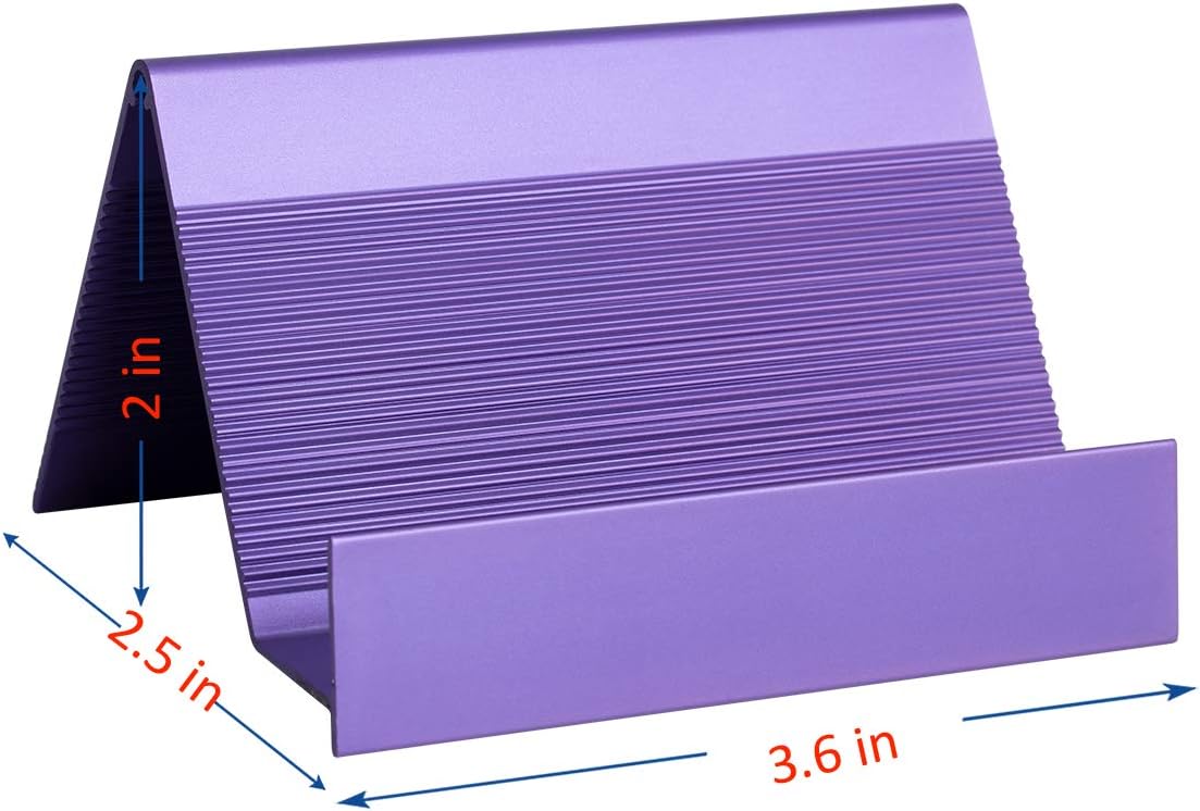 Business Card Holder for Desk 1 Pack Aluminum Business Card Holder Display Violet Blue Business Card Stand Desktop Business Card Desk Holder for Agency, Office, 35-50 Business Cards Capacity