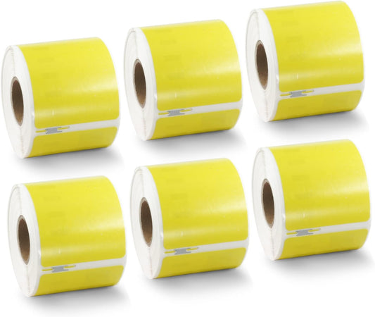 BETCKEY Colored Labels Compatible with Dymo 30323 (2-1/8" x 4") Name Badge Labels, Compatible for Dymo LabelWriter Thermal 450, 4XL & Zebra Desktop Printers [6 Rolls, 1320 Labelss, Yellow]