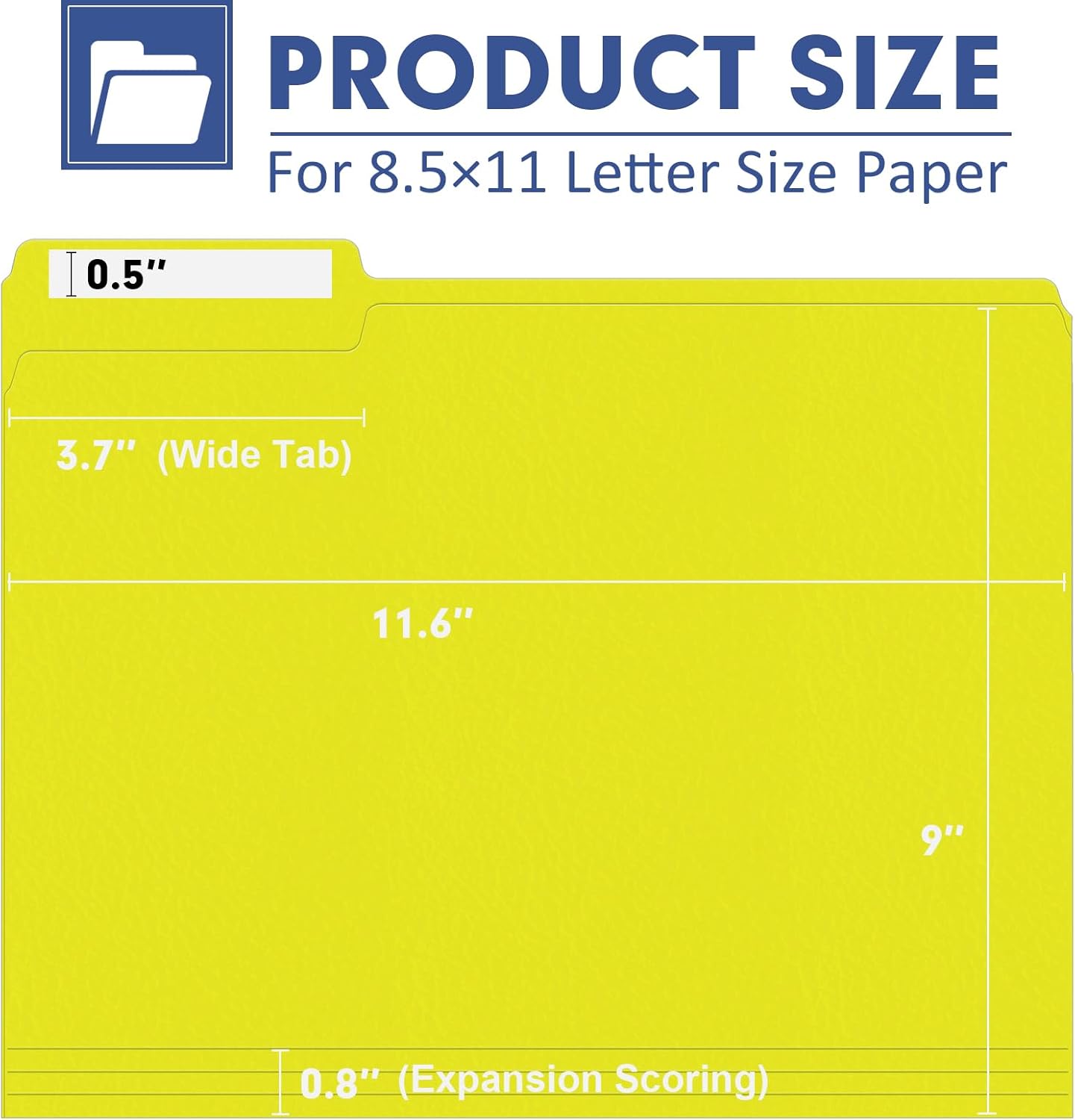 File Folder, PANDRI 120 Pack File Folder, 1/3 Cut Tab, Letter Size, Filing Folder for Office School Business, Yellow