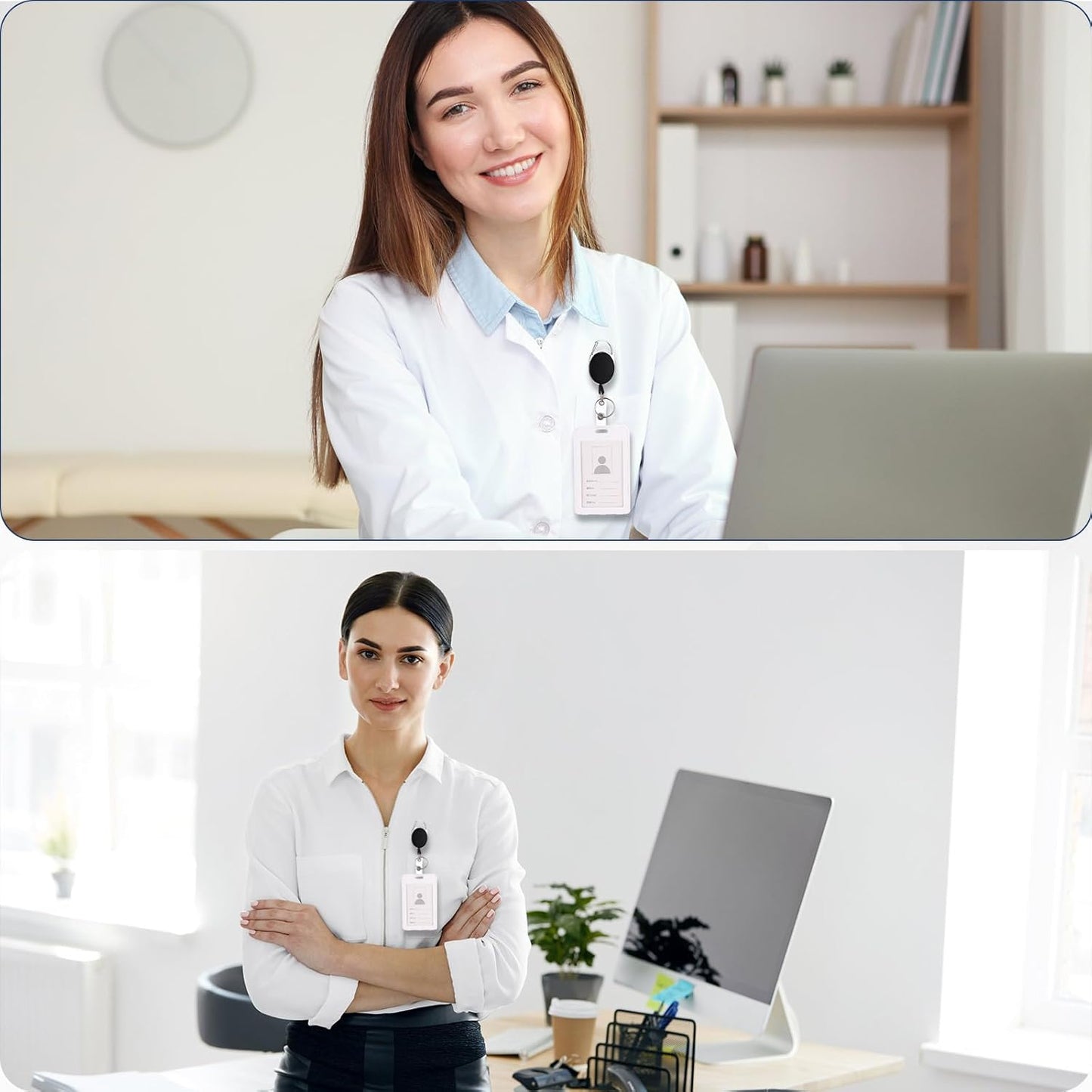 Honoson Heavy Duty Retractable Badge Reels Batch ID Badge Holder Retractable Clip Bulk Key Holder with Ring for Office Worker Employee, Doctor Nurse Gifts(Black,210 Pcs)