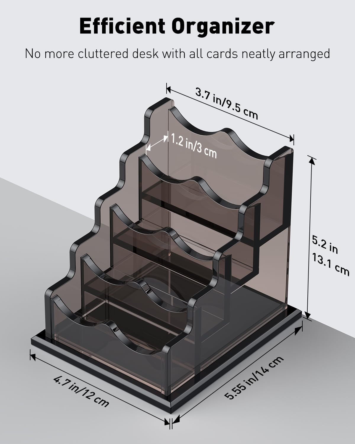 Uniclife Acrylic Business Card Holder for Desk 4 Slots Horizontal Business Card Display Stand for Men and Women Desktop Name Card Organizer Card Stand for Office Home, 240 Card Capacity, Black
