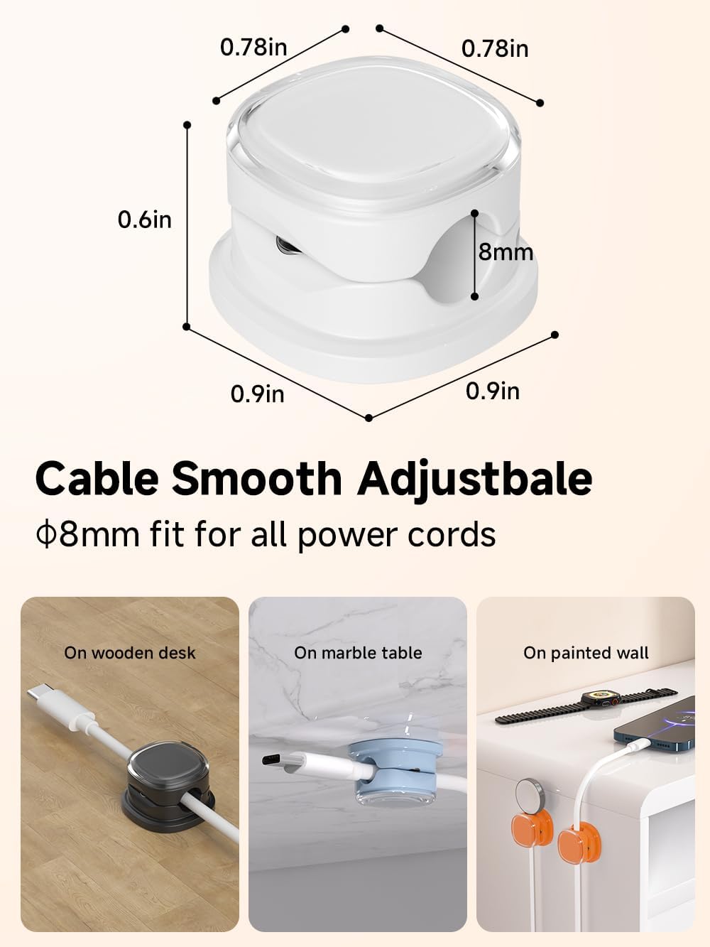 Magnetic Cable Clips, Adjustable Cord Holder Management, Adhesive Wire Keeper Organizer for Home Office Desk Phone PC Car Wall Desktop Nightstand Appliance (9-PCS White_Black_Orange_Blue)