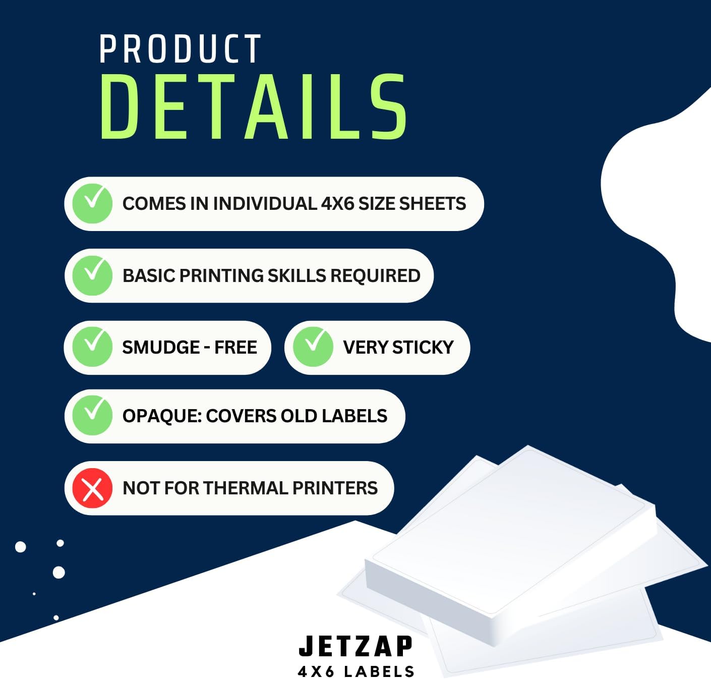 JETZAP Pre-Cut 4x6 Shipping Labels | Work on Most Inkjet and Laser Printers | Just Load & Print | USPS UPS FedEx for Home Printers | 500 Pack