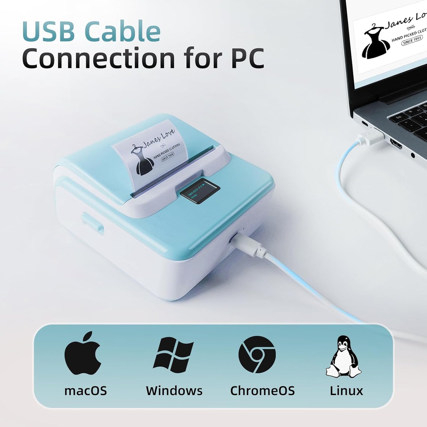 ORGSTA Label Maker Machine with Tape, T003 Thermal Label Maker, 3.15 Inch Bluetooth Label Printer Compatible with Phone & PC, Sticker Printer Barcode Thermal Maker for Small Business, Home, School