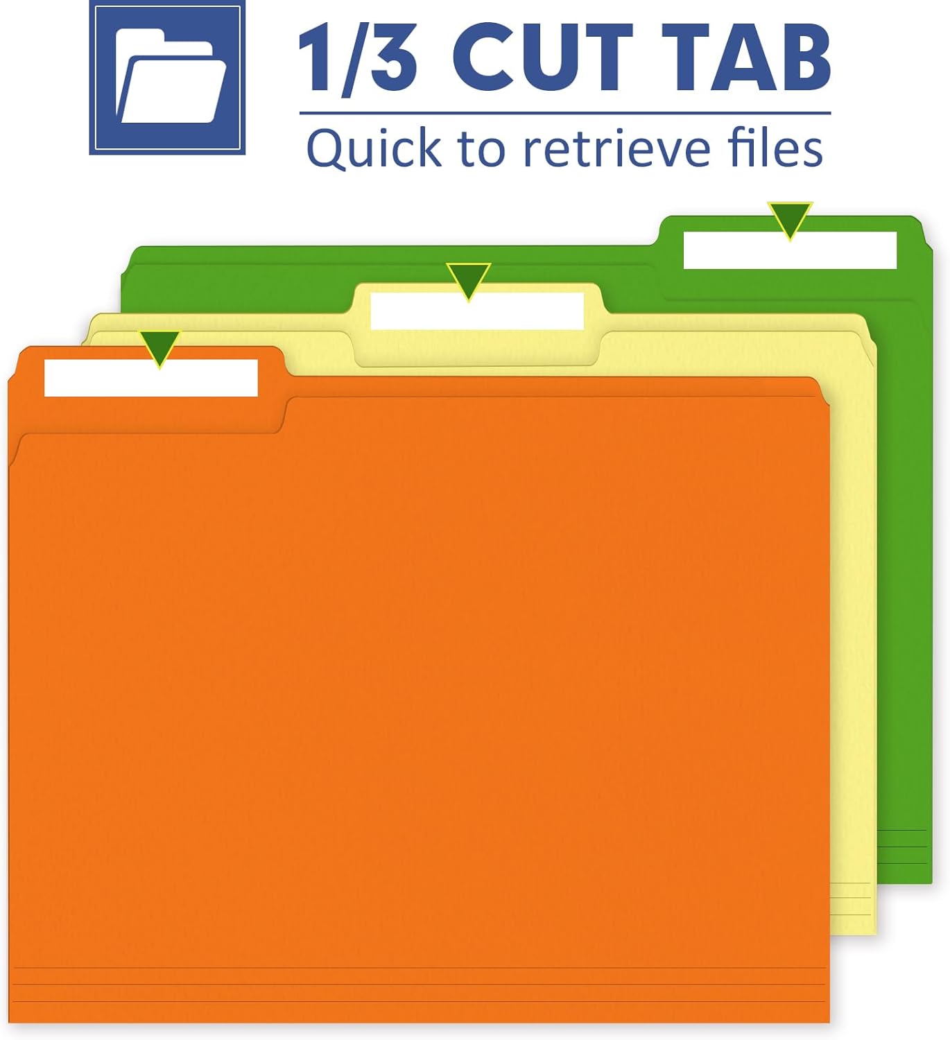 File Folder, PANDRI 270 Pack Colored File Folder, 1/3 Cut Tab, Letter Size, Assorted 12 Colors Filing Folder for Office School Business